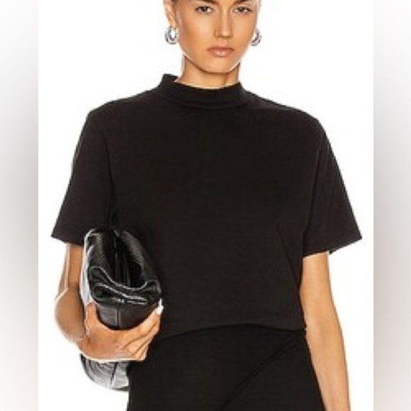 Les Tien Heavyweight Mock Neck Tee in Black - Picture 2 of 14